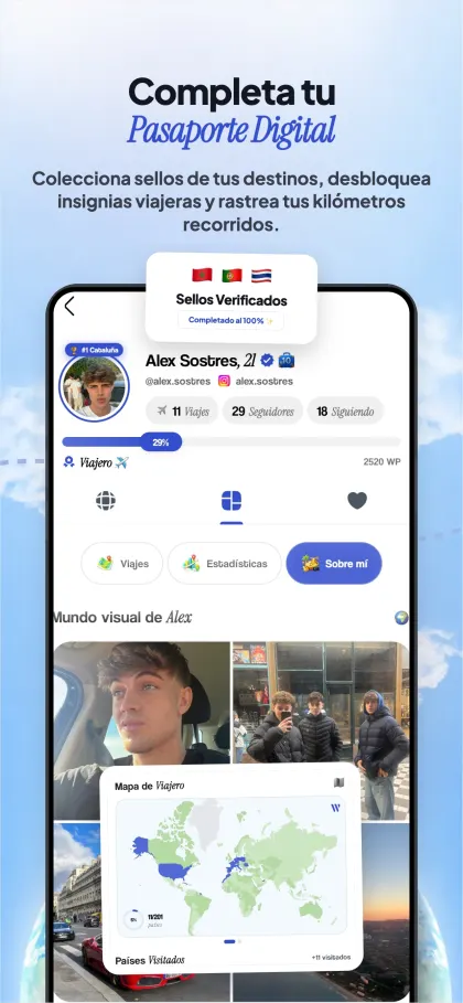 Pantalla de la app: completa tu pasaporte digital