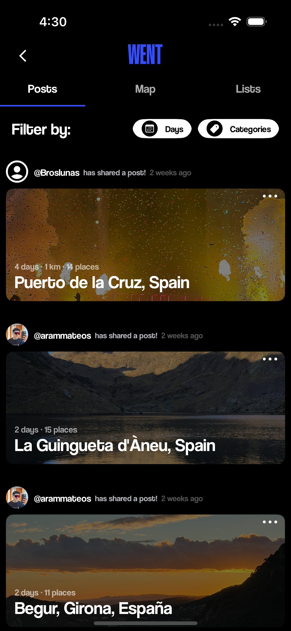Destinos por país